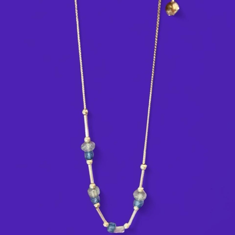 Vintage Blue and silver beaded necklace #boho